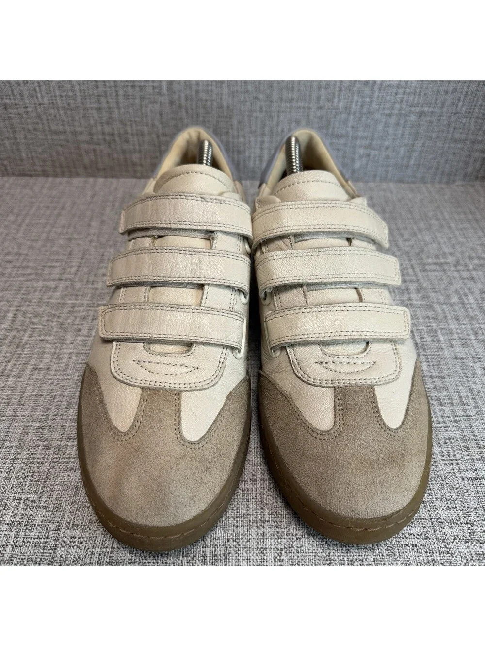 Sam Edelman Reve Women's Sneakers 5.5 Cream Leather, Triple Strap, Casual
